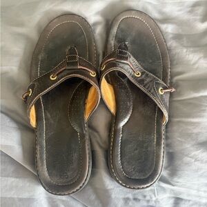 Sperry Gold Cup Dark Brown Leather Flip-Flops